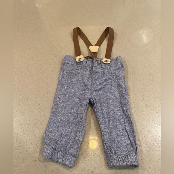Baby Boy Cat & Jack Denim Adjustable Height Suspender Jean pants size 3-6 months - Picture 1 of 4
